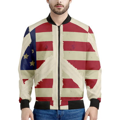 American Peace Flag Print Men's Bomber Jacket