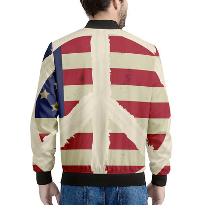 American Peace Flag Print Men's Bomber Jacket
