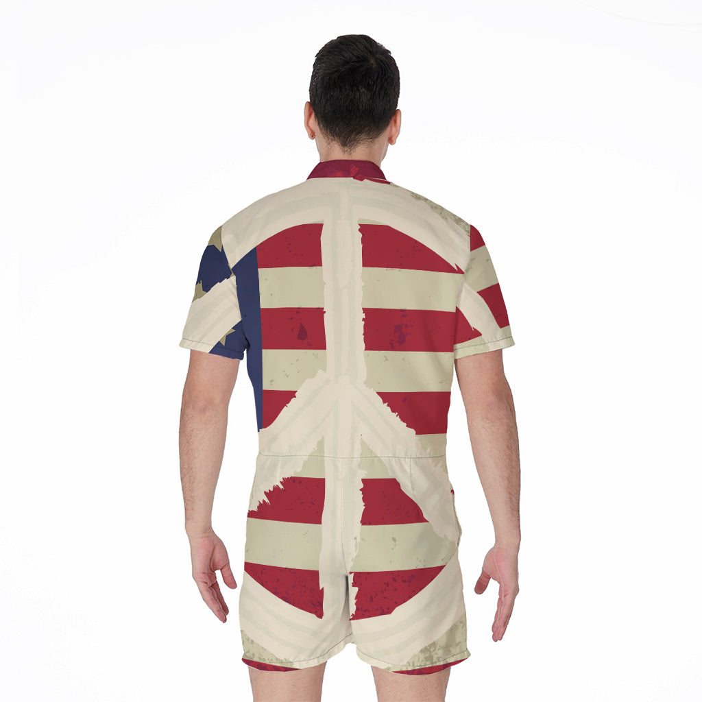 American Peace Flag Print Men's Rompers