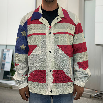 American Peace Flag Print Men's Shirt Jacket