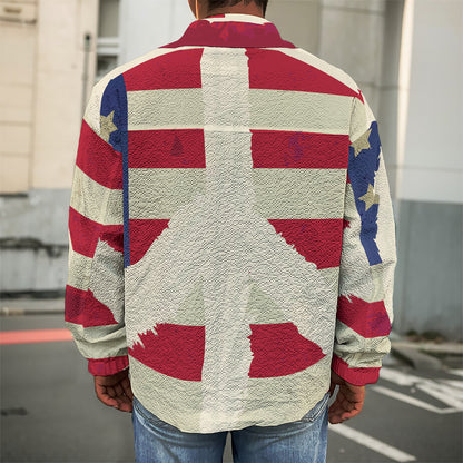 American Peace Flag Print Men's Shirt Jacket