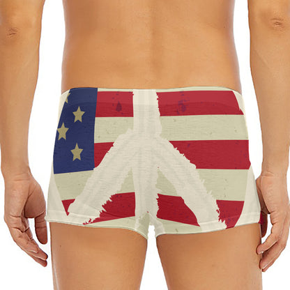 American Peace Flag Print Men's Short Boxer Briefs