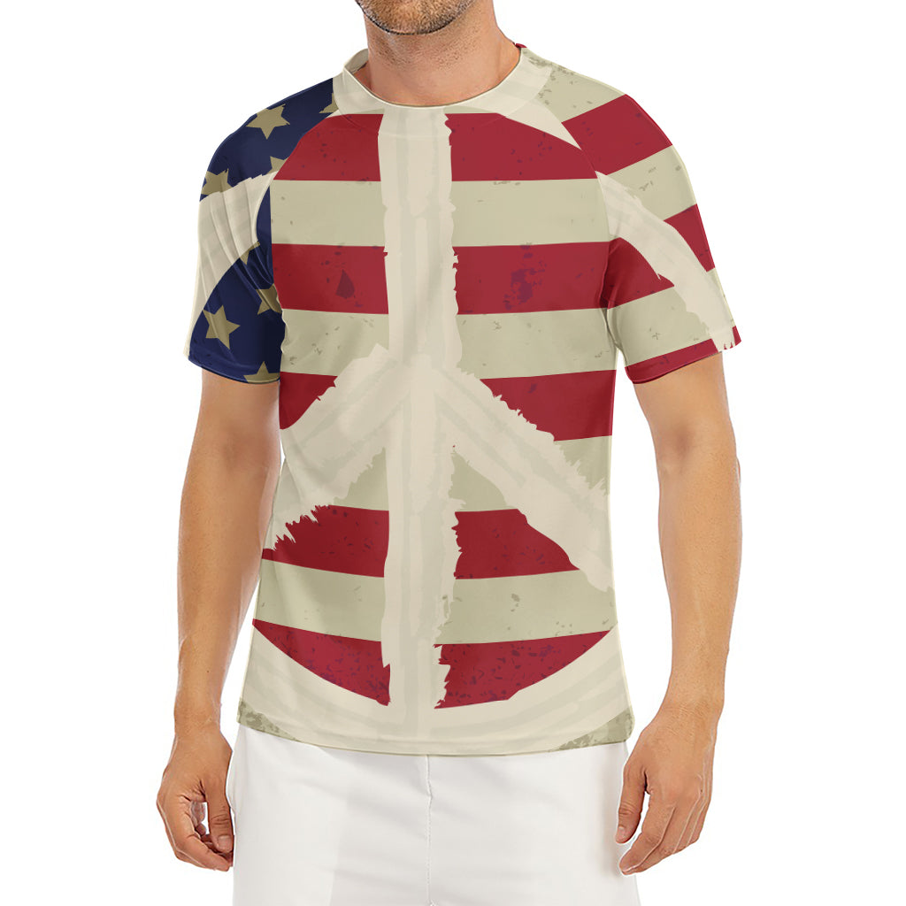 American Peace Flag Print Men's Short Sleeve Rash Guard