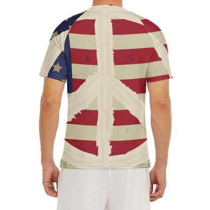 American Peace Flag Print Men's Short Sleeve Rash Guard