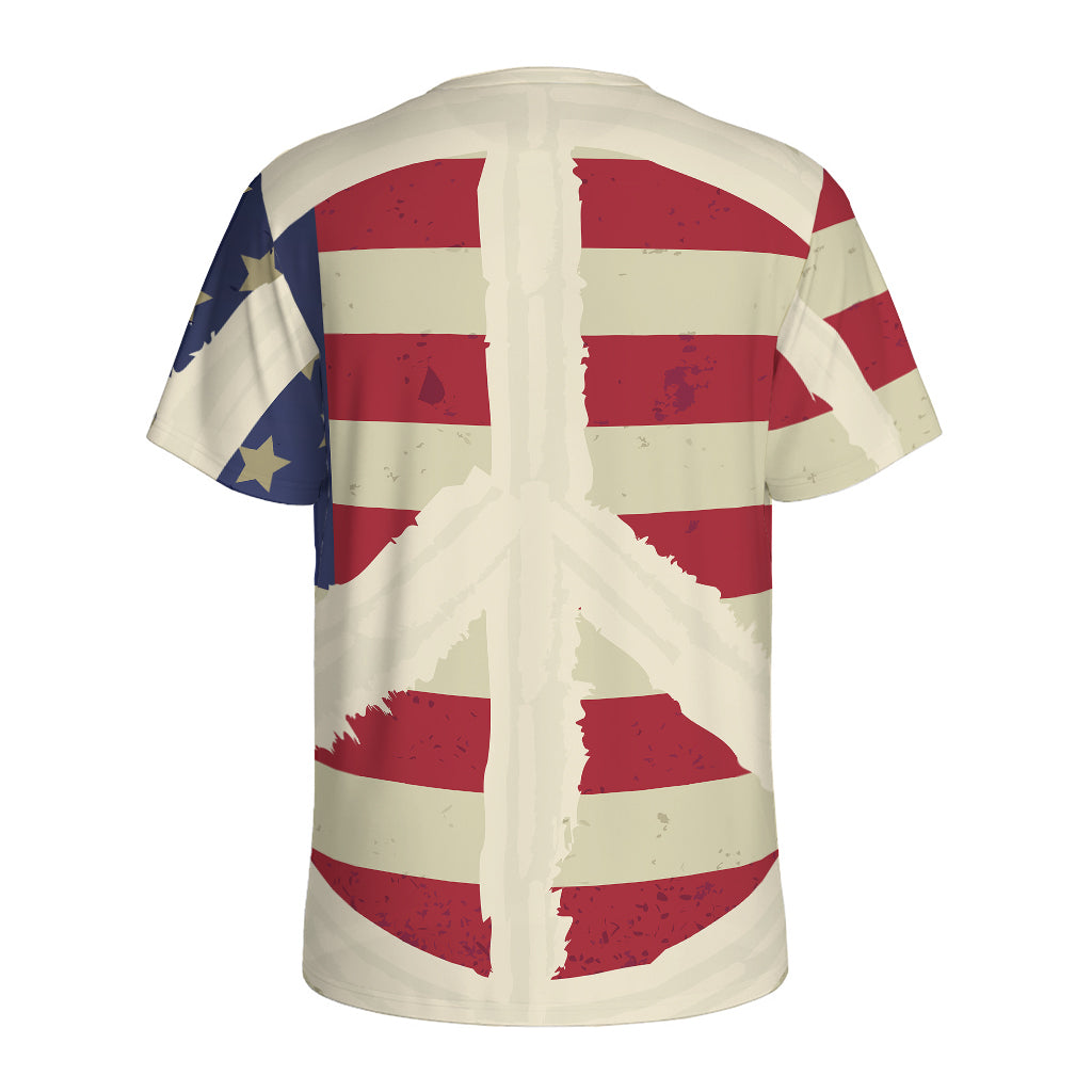American Peace Flag Print Men's Sports T-Shirt