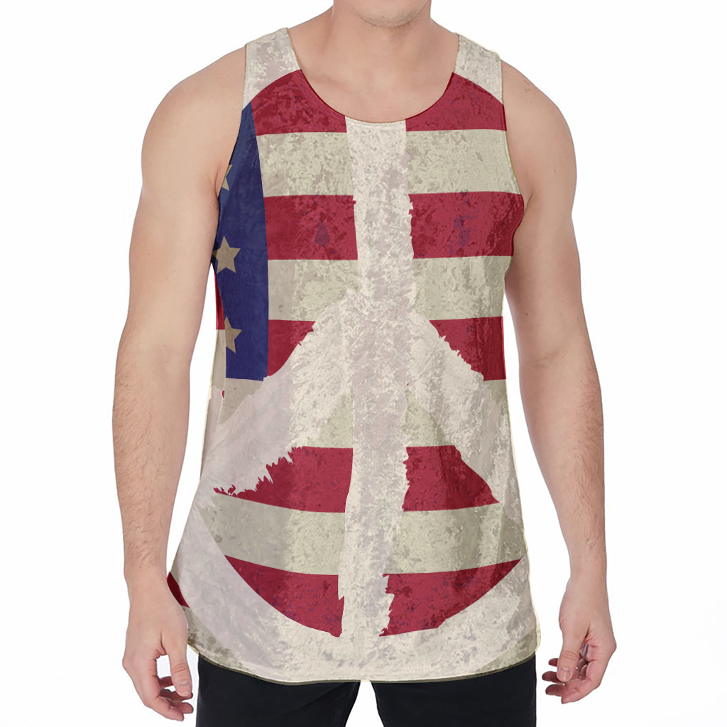 American Peace Flag Print Men's Velvet Tank Top