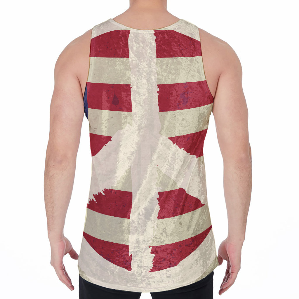 American Peace Flag Print Men's Velvet Tank Top