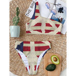 American Peace Flag Print One Shoulder Bikini Top