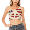 American Peace Flag Print One Shoulder Crop Top