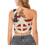 American Peace Flag Print One Shoulder Crop Top