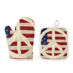 American Peace Flag Print Oven Mitt And Pot Holder Set
