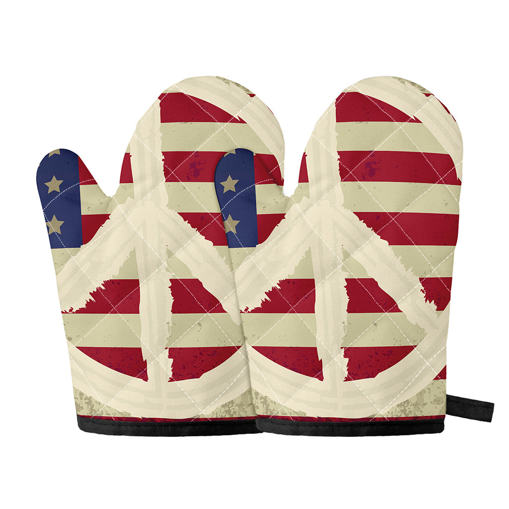 American Peace Flag Print Oven Mitts