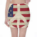 American Peace Flag Print Pencil Mini Skirt