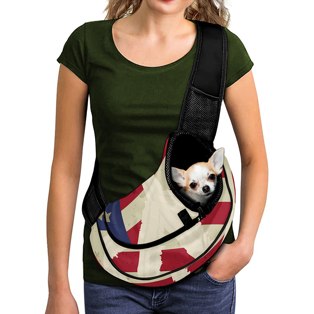 American Peace Flag Print Pet Sling Carrier