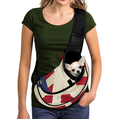 American Peace Flag Print Pet Sling Carrier