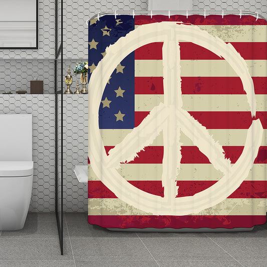 American Peace Flag Print Polyester Shower Curtain