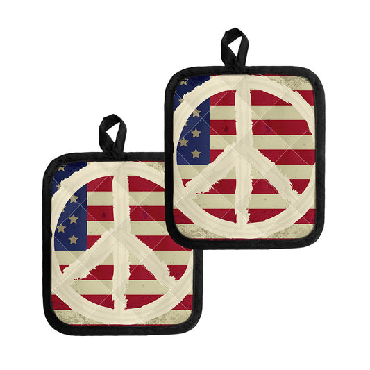 American Peace Flag Print Pot Holders