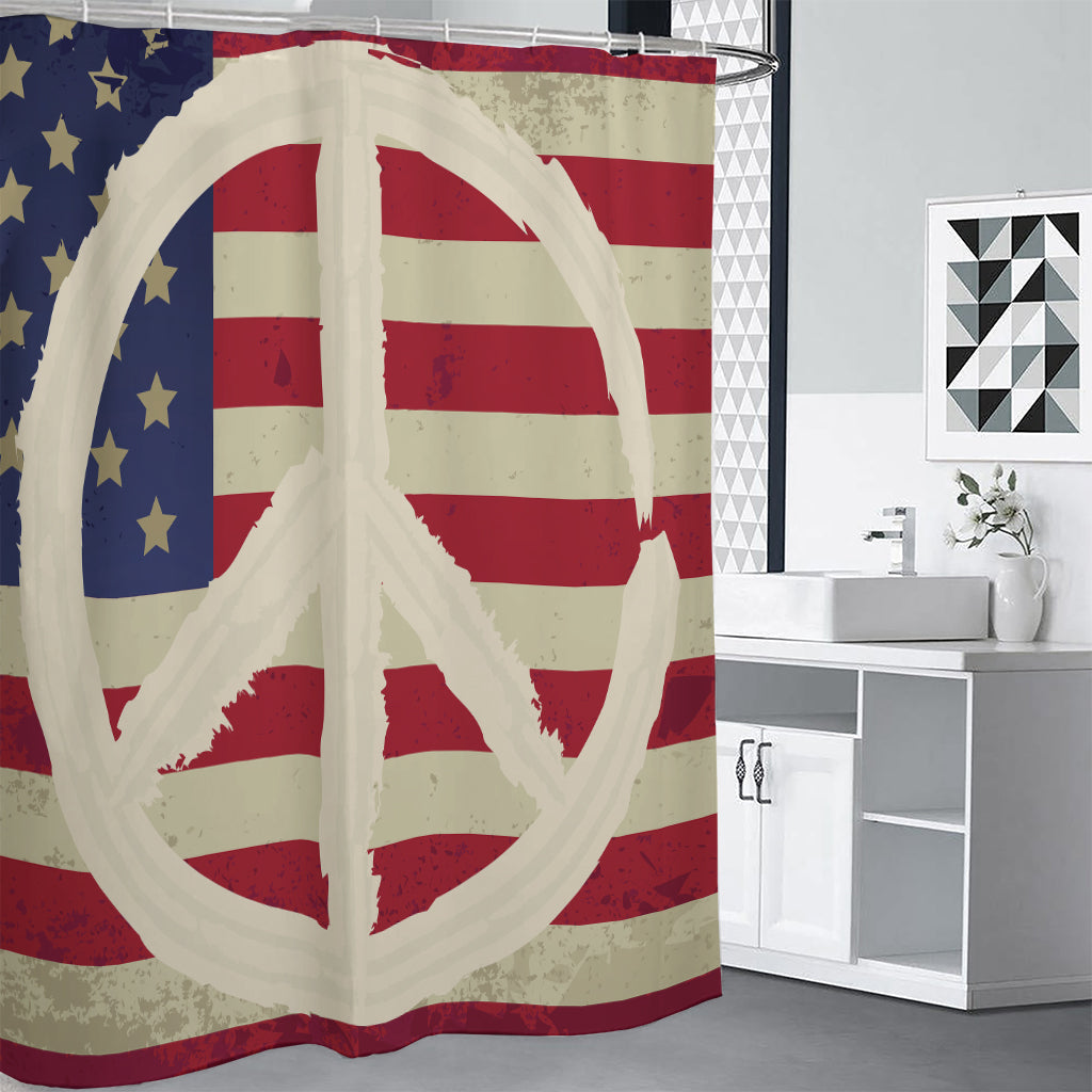 American Peace Flag Print Premium Shower Curtain