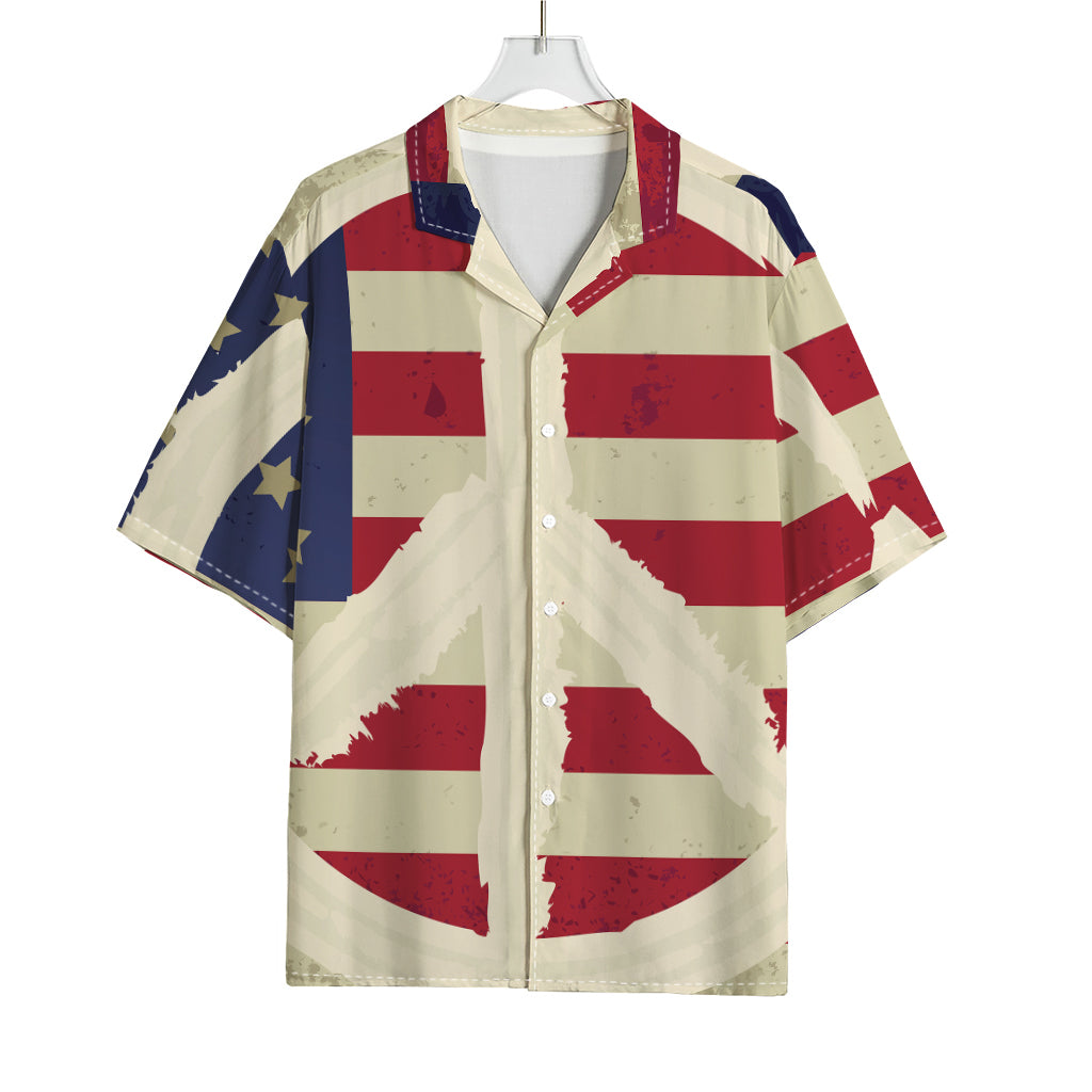 American Peace Flag Print Rayon Hawaiian Shirt