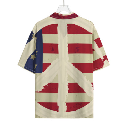 American Peace Flag Print Rayon Hawaiian Shirt
