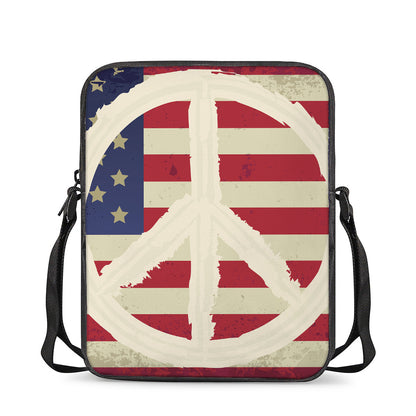 American Peace Flag Print Rectangular Crossbody Bag