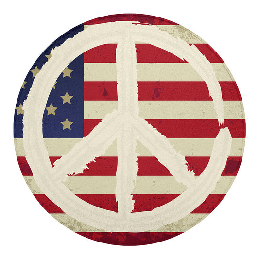 American Peace Flag Print Round Blanket