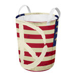 American Peace Flag Print Round Laundry Basket