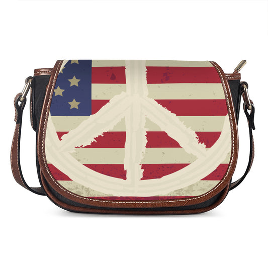 American Peace Flag Print Saddle Bag