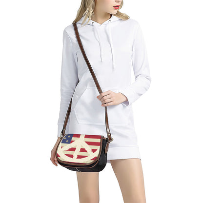 American Peace Flag Print Saddle Bag