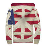 American Peace Flag Print Sherpa Lined Zip Up Hoodie