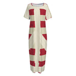 American Peace Flag Print Short Sleeve Long Nightdress