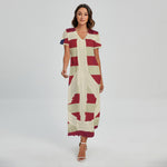 American Peace Flag Print Short Sleeve Maxi Dress