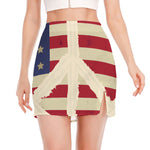 American Peace Flag Print Side Slit Mini Skirt