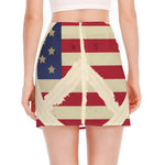 American Peace Flag Print Side Slit Mini Skirt
