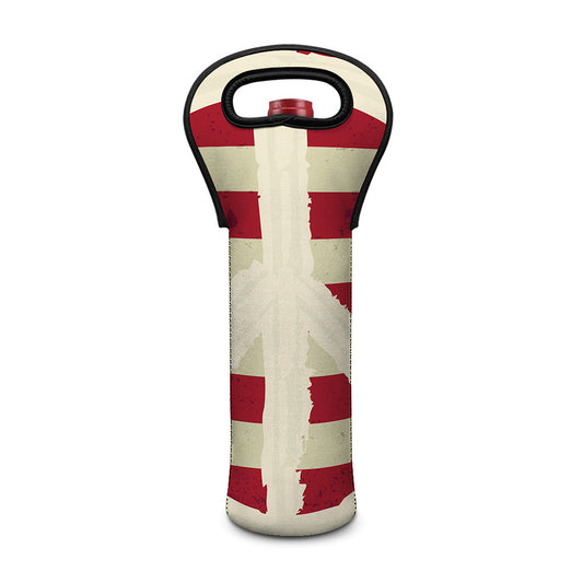 American Peace Flag Print Single Neoprene Wine Tote
