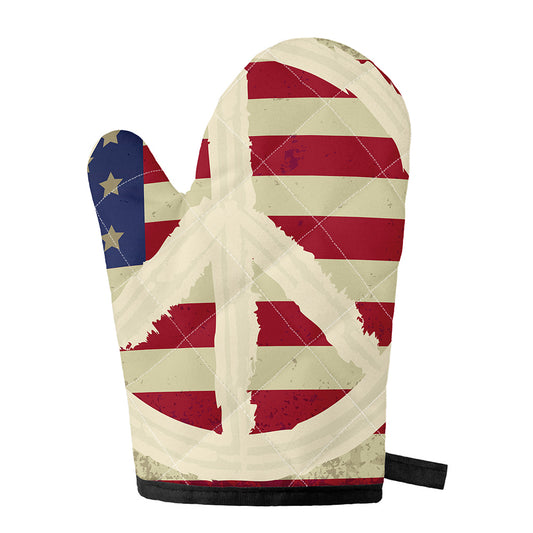 American Peace Flag Print Single Oven Mitt