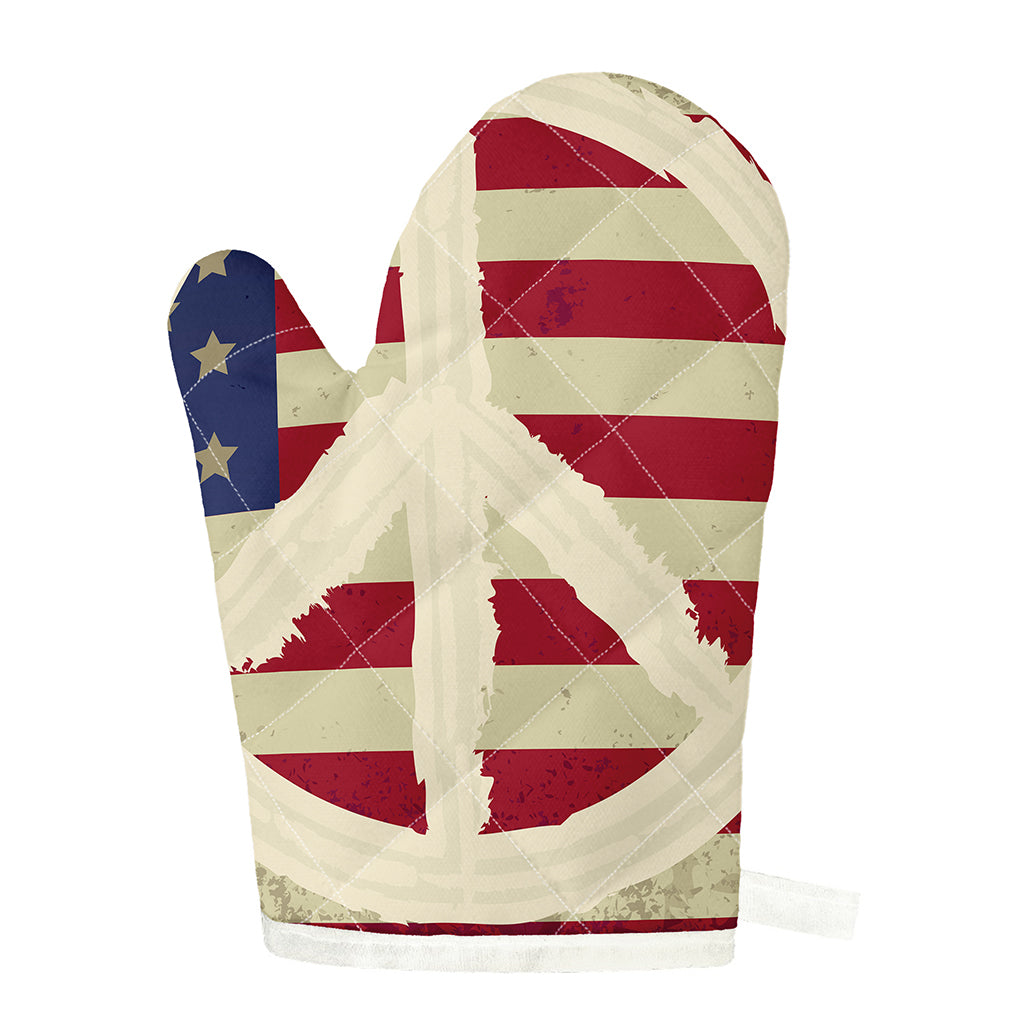 American Peace Flag Print Single Oven Mitt