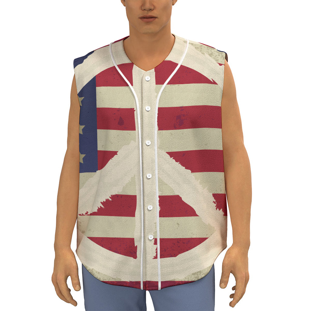 American Peace Flag Print Sleeveless Baseball Jersey