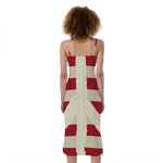 American Peace Flag Print Slim Fit Midi Cami Dress