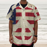 American Peace Flag Print Textured Short Sleeve Shirt