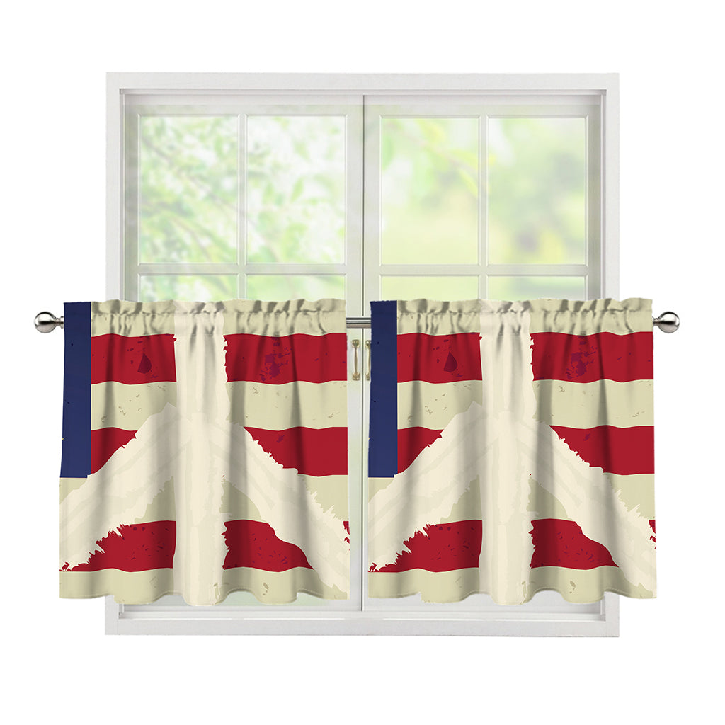 American Peace Flag Print Tier Curtains