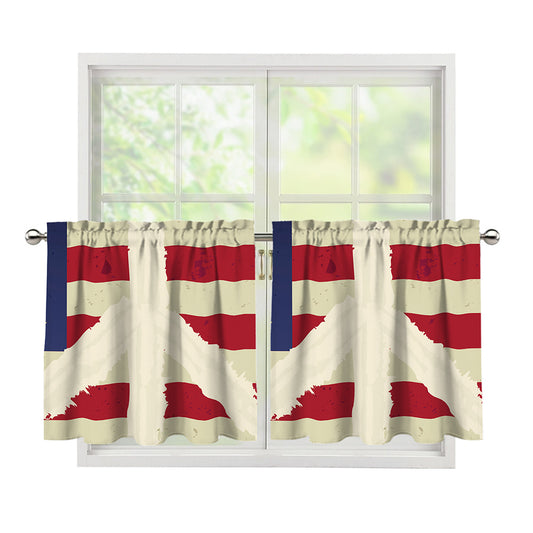 American Peace Flag Print Tier Curtains
