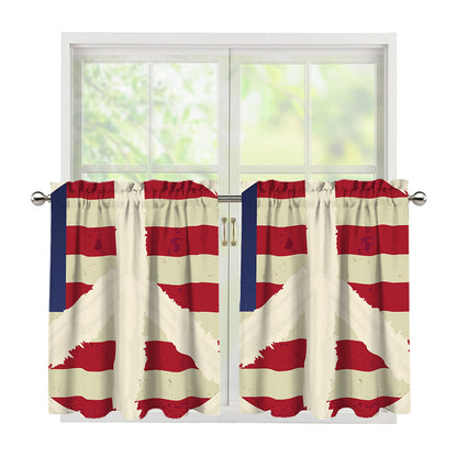 American Peace Flag Print Tier Curtains