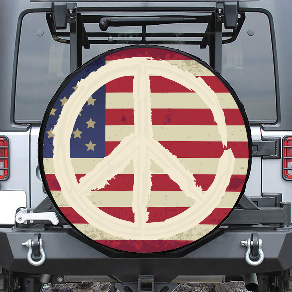 American Peace Flag Print Tire Cover