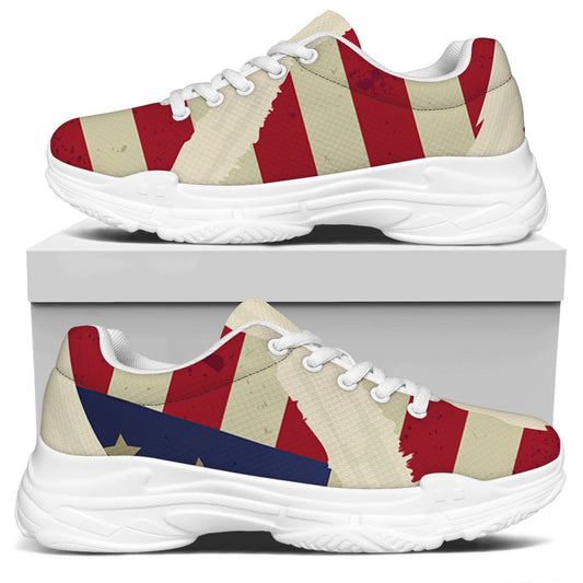American Peace Flag Print White Chunky Shoes