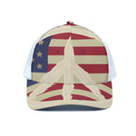 American Peace Flag Print White Mesh Trucker Cap