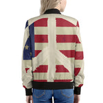 American Peace Flag Print Women's Bomber Jacket