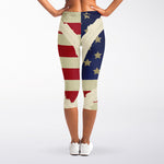 American Peace Flag Print Women's Capri Leggings