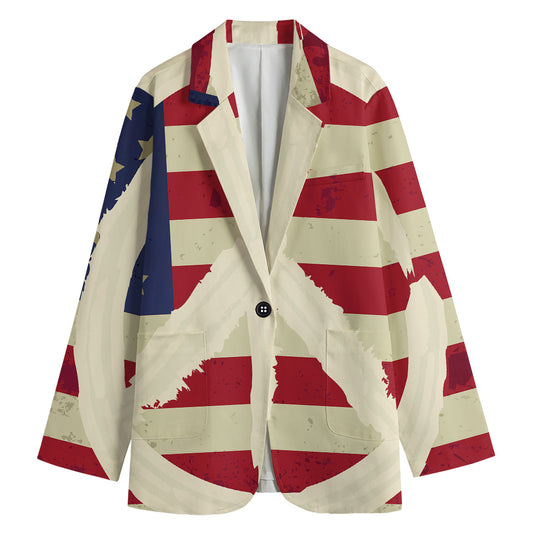 American Peace Flag Print Women's Cotton Blazer