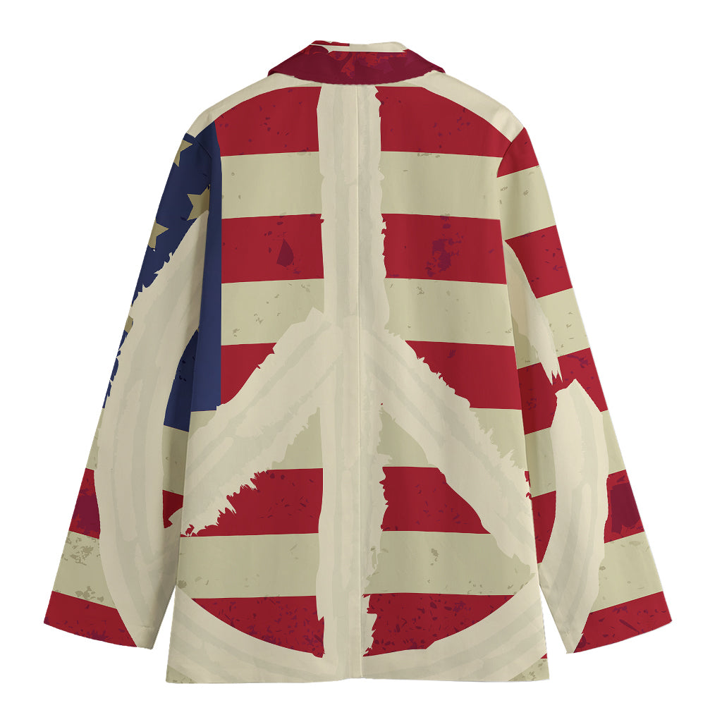 American Peace Flag Print Women's Cotton Blazer